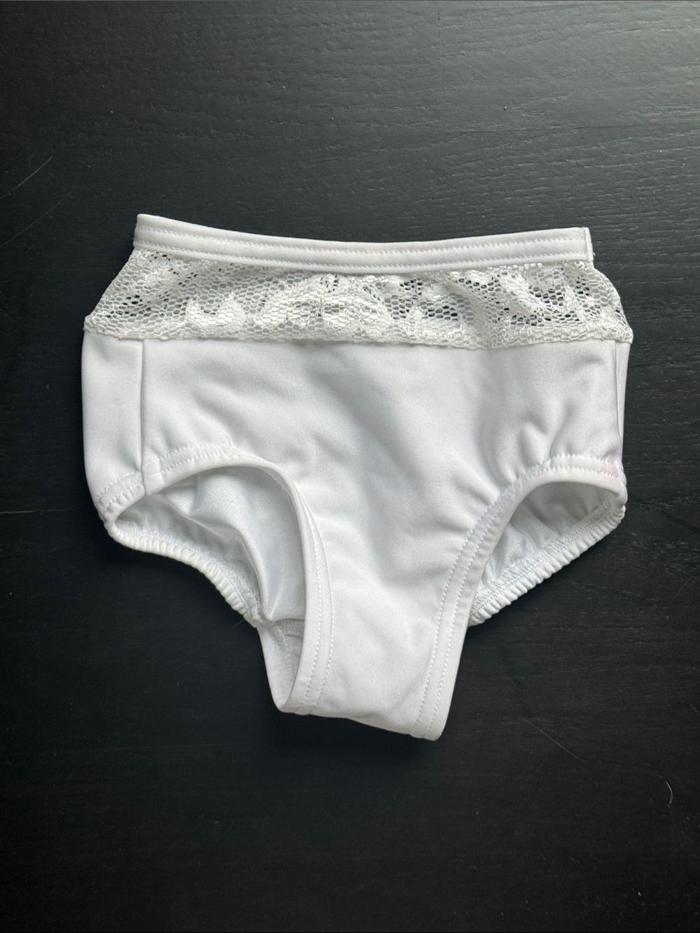 Girls White Lace Trim Dance Briefs